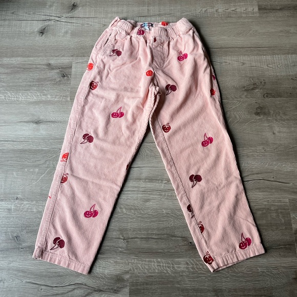 Pink Corduroy Pants with Cherry Print - Picture 11 of 11